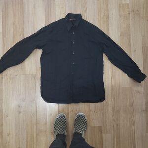 Unisex Perry Ellis Black Casual Button Shirt Long Sleeve